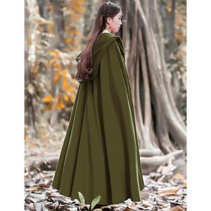 FOXA <b>Women</b> Wool Blend Hooded <b>Cape</b> Autumn Winter Windproof Maxi Cloak Elegant Style Long <b>Coat</b> - Product Image 4