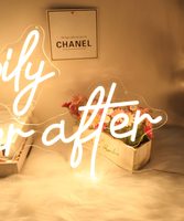 Enseigne néon « Happily Ever After » Lumière LED Art Décoratif pour fiançailles, mariage, anniversaire, décoration murale de chambre à coucher, fête romantique à la maison