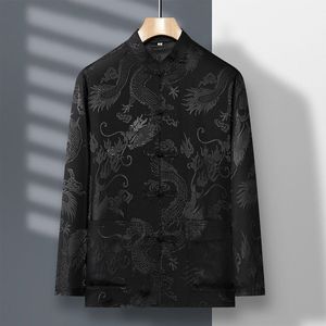 <span class=keywords><strong>Chemises</strong></span> de Style Chinois Traditionnel pour <span class=keywords><strong>Hommes</strong></span>, Hauts de Kung Fu Broderie Dragon Hanfu Blouse, Vestes de Costume Tang Cheongsam, Manteaux Nouvel An - Product Image 2