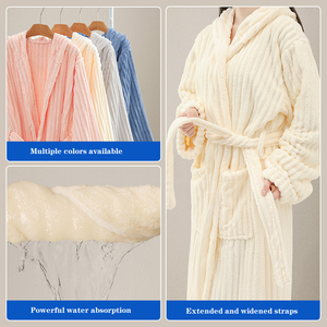 Vendita all'Ingrosso di Lussuosi Vestaglie da Notte in Morbido Pile per Donne, Accappatoi Lunghi da Spa con Logo Frontale, Pigiami Femminili - Product Image 2