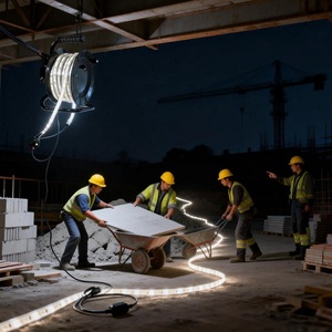 Bande <span class=keywords><strong>LED</strong></span> SMD 2835 220V à double rangée pour tunnel minier, 10m <span class=keywords><strong>25m</strong></span> avec enrouleur portable pour l'éclairage de l'industrie de la construction, norme européenne - Product Image 4