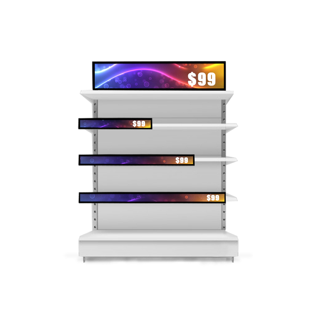 MWE Supermarket Advertising Supermarket Ultra Wide Stretched Shelf Solution Restaurant Stretched Bar Lcd Screen Wall Display