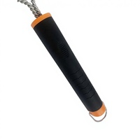 Brosse de nettoyage pour barbecue coréen en acier avec manche en plastique résistant à la chaleur, durable pour les grillades en extérieur et le camping