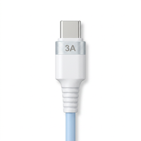 Kabel Pengisi Daya Tipe C Biru Muda USB-A ke Tipe-C 3A untuk Smartphone Tablet Power Bank Mobil Rumah Perjalanan