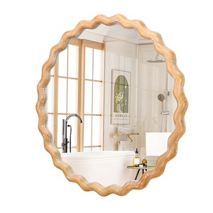 <span class=keywords><strong>Miroir</strong></span> mural <span class=keywords><strong>rond</strong></span> ondulé OVS <span class=keywords><strong>de</strong></span> 27,5 pouces pour <span class=keywords><strong>salle</strong></span> <span class=keywords><strong>de</strong></span> <span class=keywords><strong>bain</strong></span>, coiffeuse, chambre à coucher, entrée, style ferme, en <span class=keywords><strong>bois</strong></span>, finition vieillie naturelle - Product Image 5