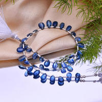 Perles de pierres précieuses de cyanite bleue naturelle haut de gamme, faites à la main, facettées en forme de poire, 8 pouces, pour bijoux créatifs en pierre