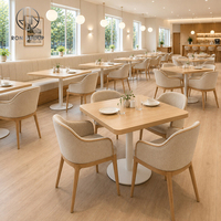 Meubles de restaurant commerciaux Ron Group, table carrée en bois, sièges confortables, chaise rembourrée en tissu