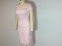 Gaun Bordir Wanita, Baju Pesta Wanita Renda Midi Elegan Lengan Pendek, Baju Bordir Leher Bulat, Bunga Solid Hollow Out, Pakaian Kasual Wanita