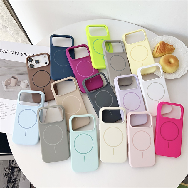 Shockproof Magnetic Charging Liquid Silicone Phone Case for iPhone 17 Pro Max 17 Air 16 15 14 13 12 Multi Colors Mobile Cover