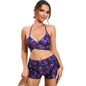 Hoge Taille Print Micro String Bikini Badpakken Vrouwen Korte Zwemkleding Cross Bandage Vrouwen Badmode