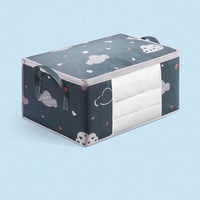 Mignon imprimé couette vêtements sac de rangement garde-robe organisateur sacs mobiles multifonctionnel Transparent fenêtre fermeture éclair sacs avec poignée