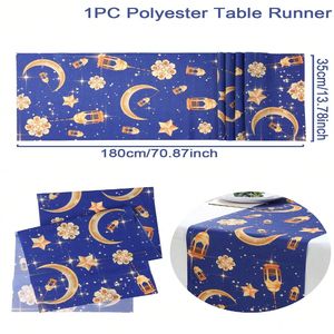 <span class=keywords><strong>Camino</strong></span> <span class=keywords><strong>de</strong></span> <span class=keywords><strong>Mesa</strong></span> <span class=keywords><strong>Azul</strong></span> Oscuro con Luna Creciente Dorada, Estrellas y Faroles para Decoración <span class=keywords><strong>de</strong></span> <span class=keywords><strong>Mesa</strong></span> <span class=keywords><strong>de</strong></span> Comedor en Ramadán y Eid, Tela Elegante y Lavable - Product Image 6