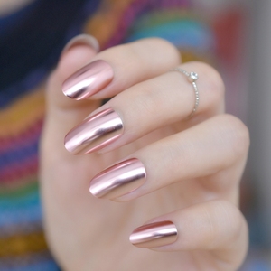 <span class=keywords><strong>Ongles</strong></span> pressés ronds, rose <span class=keywords><strong>clair</strong></span> métallisé, pour <span class=keywords><strong>ongles</strong></span> à coller, chic pour femmes, manucure de salon, 24 pièces - 12 tailles - Product Image 2