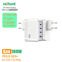 Pengisi Daya Cepat GaN PD 100W Tipe-C Adaptor Perjalanan dengan Perlindungan Keamanan untuk Laptop Tablet Ponsel Colokan US EU UK