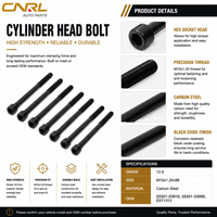 Boulon de culasse M10x1.25x99 Oxyde noir G4GC Moteur 2.0L DOHC OE 22321-23010 22321-23000 90008-PWA-003 Vente en gros