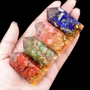7 Chakra Gravel Ornaments Vintage Luxury Desktop Resin Decor Carved Natural <strong>Stone</strong> Healing Crystals Amethyst <strong>Jade</strong> Hexagonal - Product Image 3