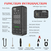 Chargeur de batterie de voiture USB fonctionnel 5V type-c démarreur de saut pompe à pneu batterie externe EV/moto camion 1000A courant de crête 85W LED
