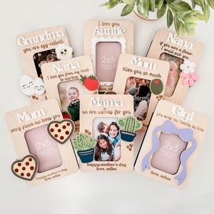Cadre photo en bois aimanté pour réfrigérateur, vente chaude américaine, vente en gros, cadre photo miniature créatif, mignon, fait à la main, décoration de la maison - Product Image 1