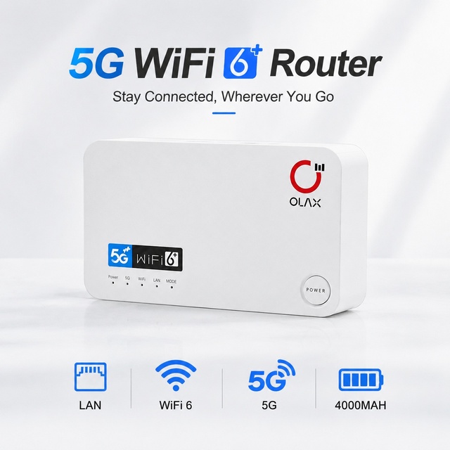 For G5010 Portable Home 5G LTE WiFi 6 CPE Router with Dual Band 4 LAN Ports 4000mAh Battery-High Speed
