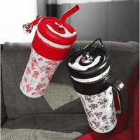 Tasse isotherme à double paroi à motif floral pour le jardin, maintien au froid longue durée, idéale pour étudiants, campus, trajets en voiture, bureau et usage domestique