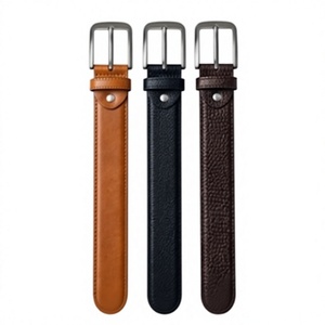 Cinturones de Cuero Genuino para Hombre, Personalizados OEM, Paquete de 3, Clásicos en Negro, Marrón y Bronceado, Texturizados, para Vestir o Jeans, Correa de Cuero Vacuno - Product Image 3