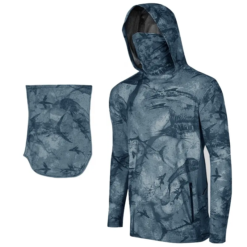 Camisa de pesca de secado rápido de manga larga con protección solar UV barata al por mayor