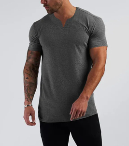 เสื้อยืดคอตตอนแท้คอวีขนาดเล็กสำหรับฤดูร้อนเสื้อยืดออกกำลังกายว่างระบายอากาศได้แฟชั่นลำลอง - Product Image 4