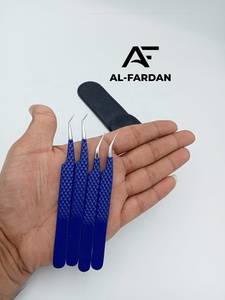Vespa Blue Color Tweezers For Eyelash Extension Stainless Steel 45 Degree Pointed Fiber Tip Diamond Grip Lash Volume Tweezer - Product Image 5
