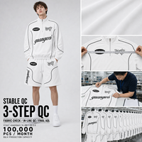 Ensemble veste mi-zippée et short pour homme avec passepoil contrastant, tenue décontractée deux pièces style streetwear, fabricant de logos personnalisés