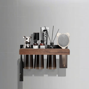 Ensemble de salle de bain mural en <span class=keywords><strong>bois</strong></span> de noyer OEM <span class=keywords><strong>porte</strong></span>-<span class=keywords><strong>brosse</strong></span> à dents à succion magnétique <span class=keywords><strong>et</strong></span> étagère de rangement pour <span class=keywords><strong>brosse</strong></span> à gargarisme - Product Image 6