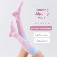 Chaussettes de compression en coton tricoté pour femmes, pour la corde à sauter, la course à pied et le badminton - Soutien long des muscles du mollet
