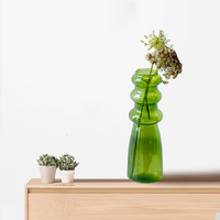 Vase en verre à bulles coloré, empilable, sculptural, avec col rond, pour la décoration moderne de la maison, présentation sur table