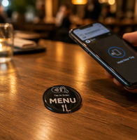 Autocollant de table NFC en acrylique avec logo personnalisé, menu numérique intelligent, étiquette adhésive pour restaurant, café, commande sans contact, plaque imperméable