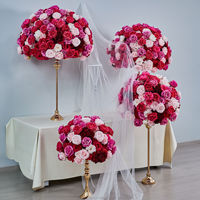 Hoogwaardige, duurzame, luxe zijden rozenrode bloemen bruiloft centerpiece tafeldecoraties bloemstukken kunstbloemen