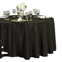 Nappe Ronde Noire en Polyester Tricoté Effet Lin pour Mariages, Hôtels et Banquets – Housse Décorative en Gros