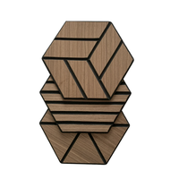 Panneaux acoustiques hexagonaux en fibre de bois au design moderne, panneaux muraux 3D en placage PET pour hôtel avec design graphique et garantie de 5 ans