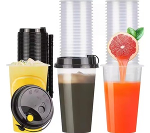 U Shape Cup Clear Disposable Plastic <b>Boba</b> <b>Bubble</b> Milk Tea Camping Take Away Cup - Product Image 1