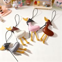 Porte-clés en cuir mignon style dessin animé, pendentif original Mouette, Poisson rouge, Pigeon, breloque de sac personnalisée tendance pour femme