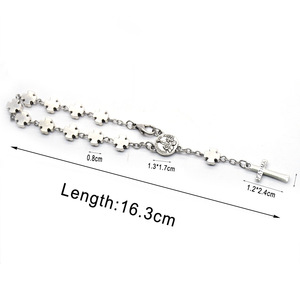Bracelet de prière en alliage métallique avec croix argentée, bijou unisexe, cadeau - Product Image 2