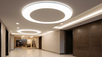 Panneaux de plafond tendu avec cadre en aluminium et éclairage LED encastré pour hall d'hôtel, avec membrane souple en tissu PVC pour décoration