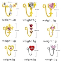 Bijoux Gaby papillon lunettes cz or 14k faux piercing nez faux anneau de nez clous pendants clips de manchette falsos faux piercing