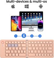Keyboard Bluetooth Mini Lipat Ultra Tipis Nirkabel dengan Logo Kustom ABS untuk Tablet dan Smartphone