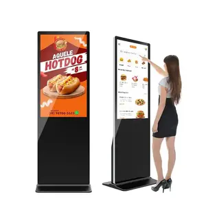 Advertising player 43 inch touch screen floor standing digital signage player video lcd display 4k full hd all in one pc adverti
