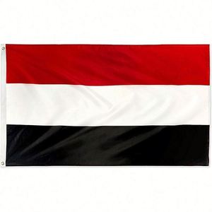 Bandera de Yemen personalizada de poliéster de 3x5 pies (90x150 cm) impresa para exteriores, roja, blanca y negra, para promoción. - Product Image 1