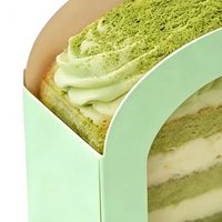 Custom Semi-circular Paper Box with a Top Opening and Front Window, Designed for Packaging Matcha Mousse Cakes