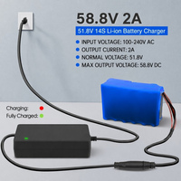 Chargeur de batterie au lithium 58,8 V 2 A, mode de charge CC CV pour packs de batteries au lithium 14S 51,8 V, chargeur de batterie Li-ion 58,8 V 2 A
