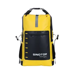 SINOTOP 30L 500D PVC Tarpaulin Premium Yellow Front-Zippered Pocket Backpack Waterproof trekking backpack for climbing