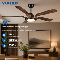 Ventilateur de plafond LED BLDC de luxe OEM ODM avec éclairage, 56 pouces, en ABS, à montage sur tige, pour projets de hall d'hôtel, à intensité variable