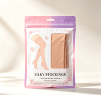 Sachets d'emballage imprimés pour bas et collants, à fermeture éclair, avec fenêtre transparente, en matériau MOPP, avec trou de suspension, refermables, design personnalisé