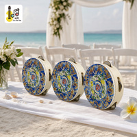 Tambourin bleu méditerranéen à imprimé citron, 6 pouces, tambourin à main en bois, style italien, instrument pour mariage, église, fête, souvenir
